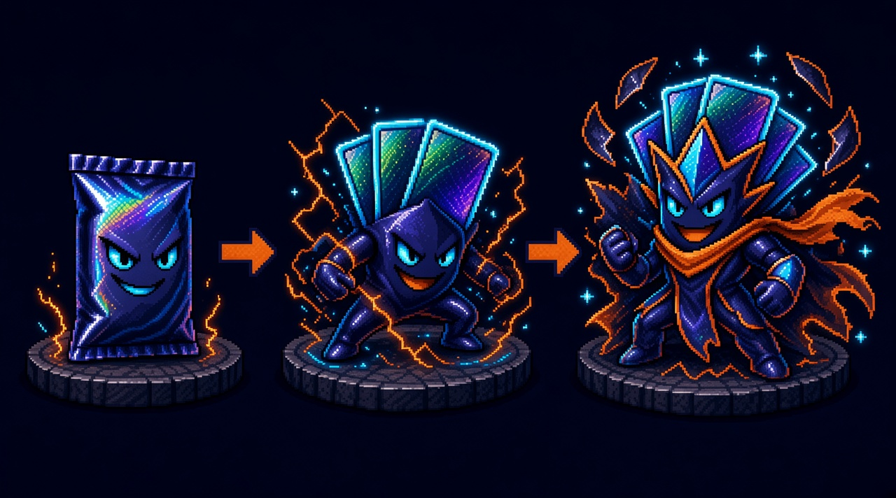 Rippa, Ripstorm and Ripstar, the three Pack Pods mascot evolutions