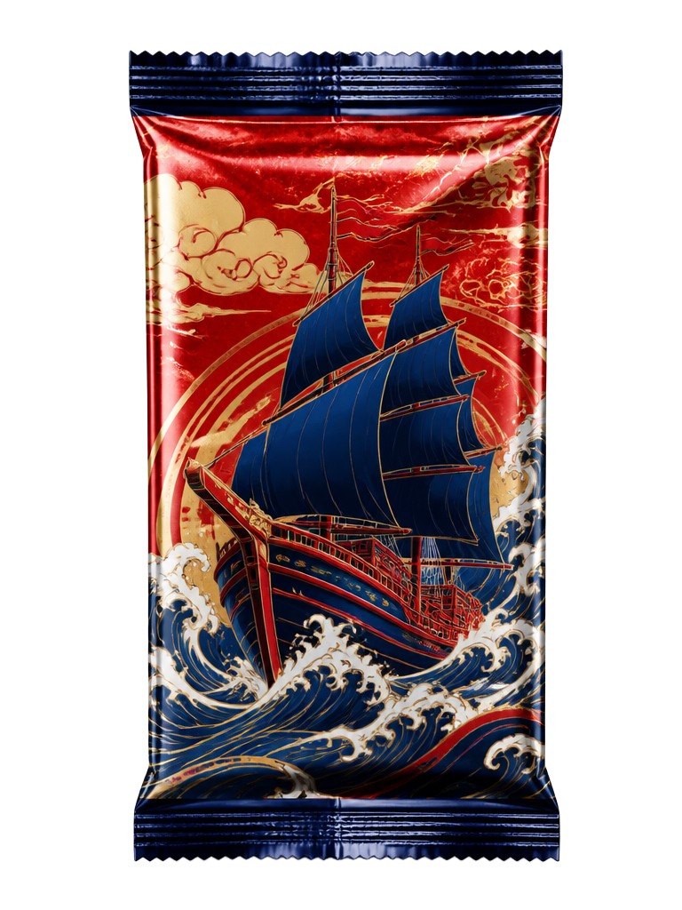Illustrative One Piece style trading-card pack