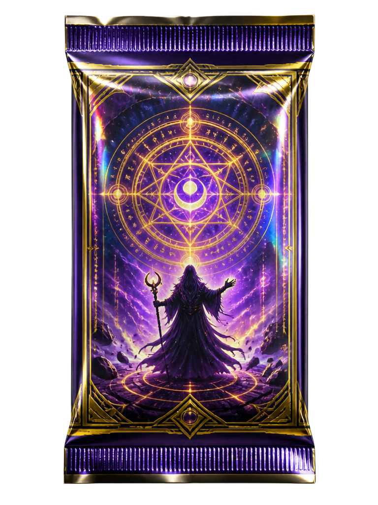 Illustrative Magic: The Gathering style trading-card pack